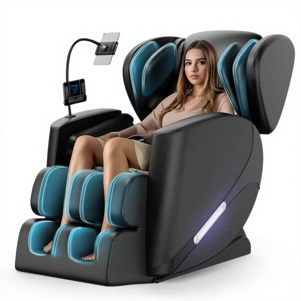 

Full Body Zero Gravity Massage Chair Recliner With Heating Airbags Bluetooth Speaker Touch Screen And Foot Roller