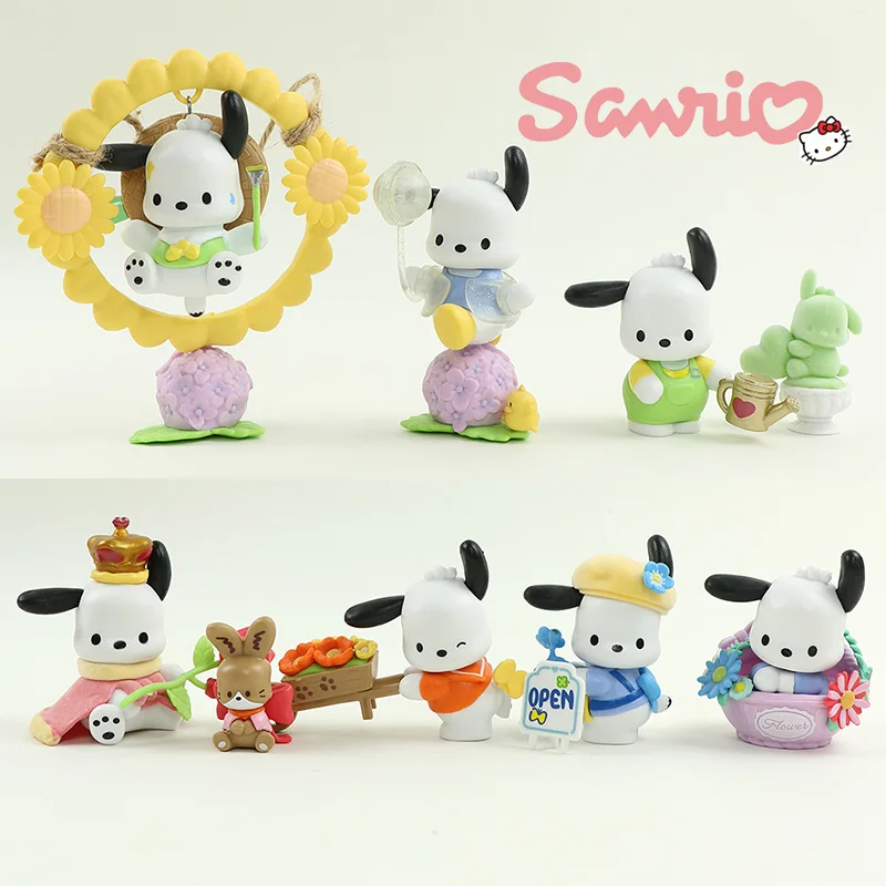 

Sanrio Flowers And Youth Series Pochacco Ornament Dolls Kawaii Anime Collectible Model Toys Room Decoration Kids Christmas Gifts