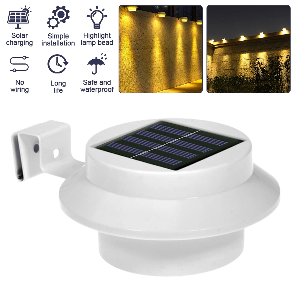 

Outdoor Solar Gutter Lights 3 9 LEDs Fence Light Waterproof Security Lamps For Eaves Garden Landscape Pathway B solar lights