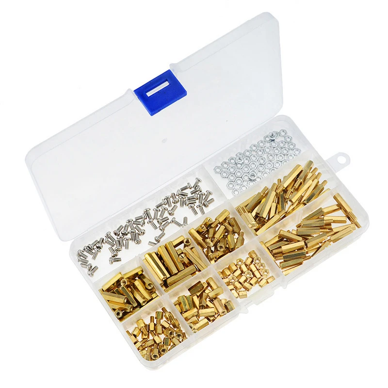 300pcs Brass Standoff Spacer Male Female M3 Thread Pillar Long 6mm with PCB Motherboard Screws Hex Nuts Assortment Kit