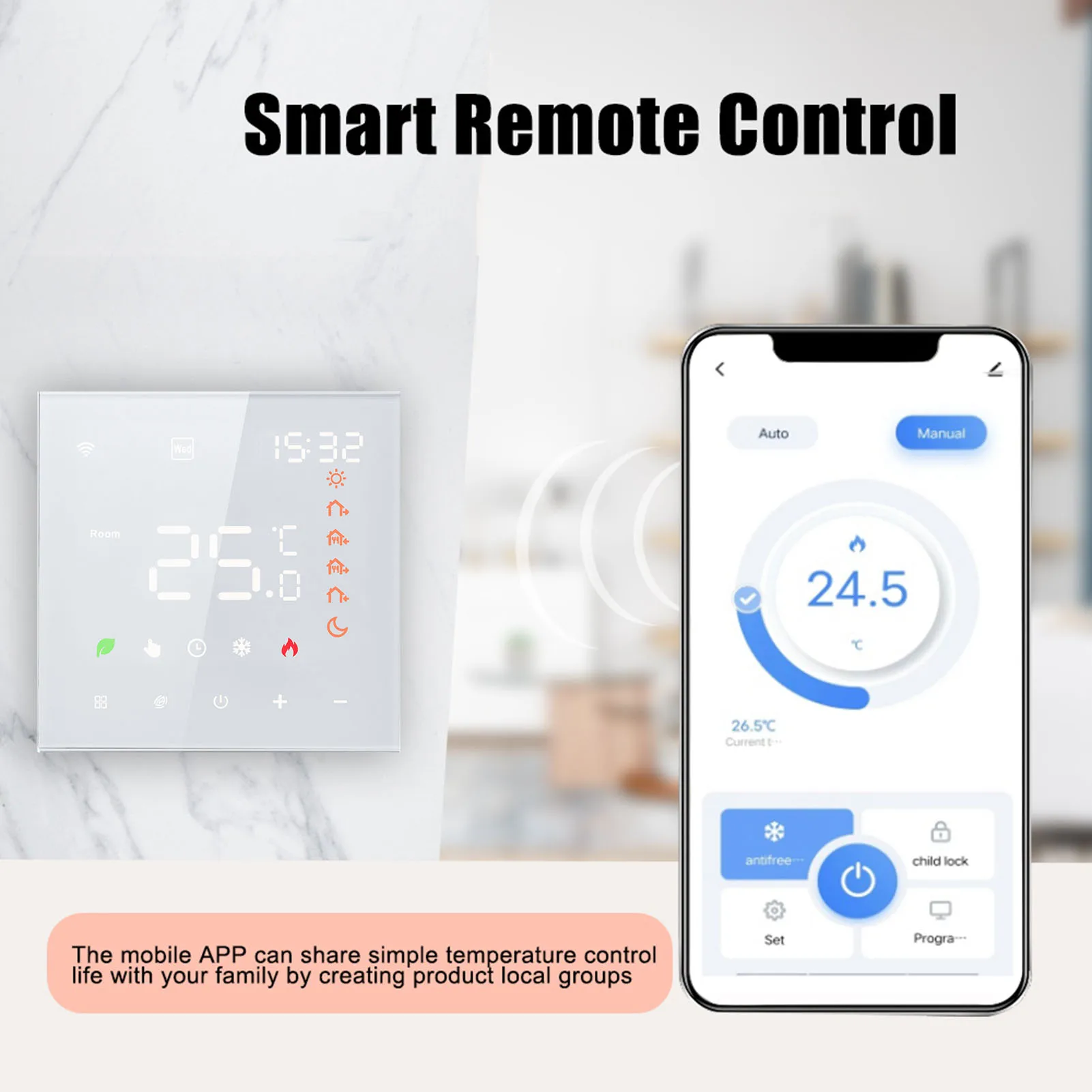 Smart Tuya WiFi Thermostat Voice Control 3A Digital Programmable LCD Display Touchscreen Temperature Controller Digital