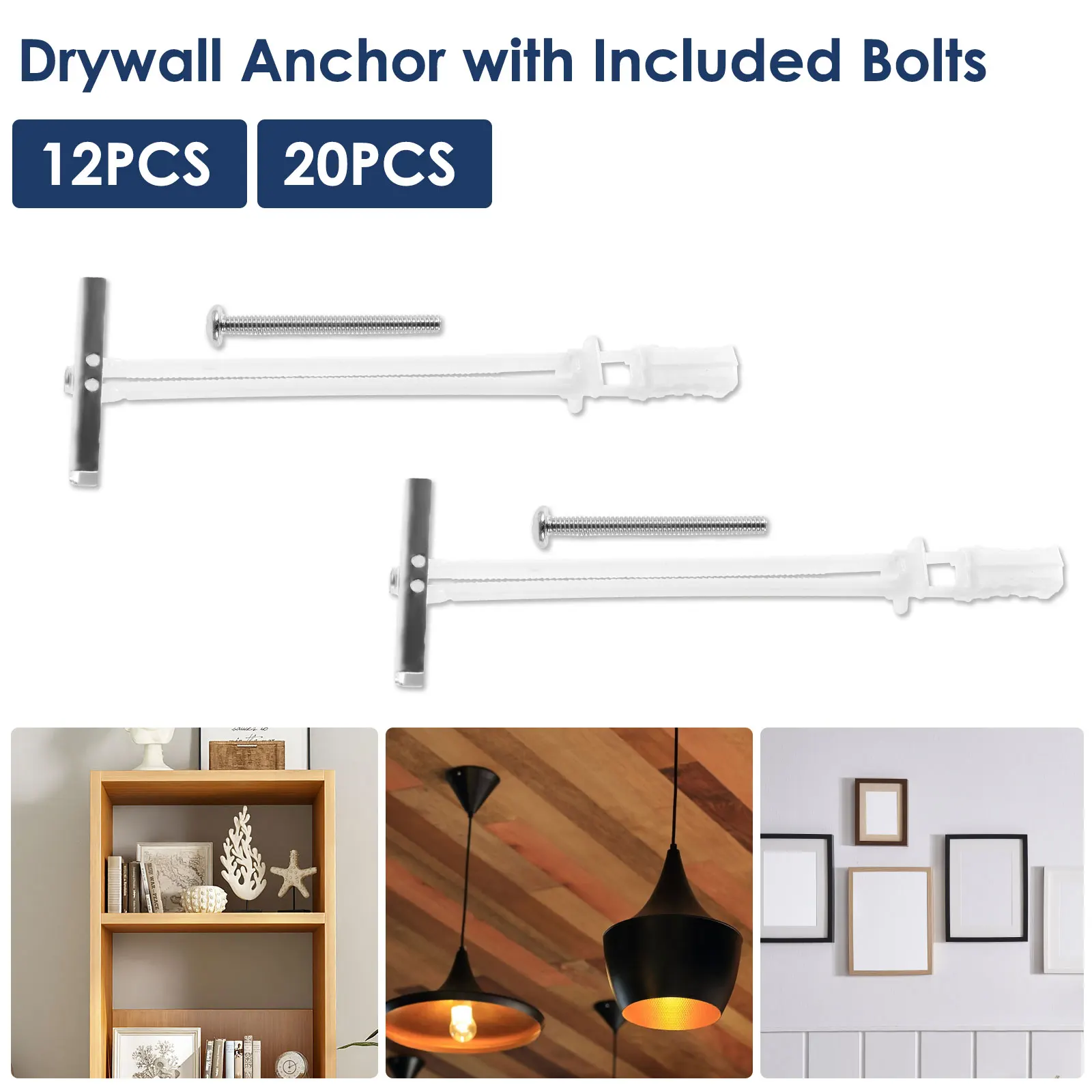 Ancla para paneles de yeso con pernos Anclajes huecos para paneles de yeso de alta resistencia para kit de montaje de TV Anclajes de pared huecos de acero con capacidad para hasta 270 libras