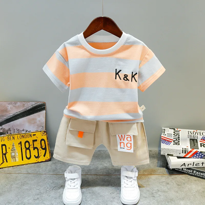 1 2 3 4 Years Summer Boys Clothing Sets Cotton Striped T-Shirt + Shorts 2Pcs Boys Suits Birthday Gift New Children's Clothing