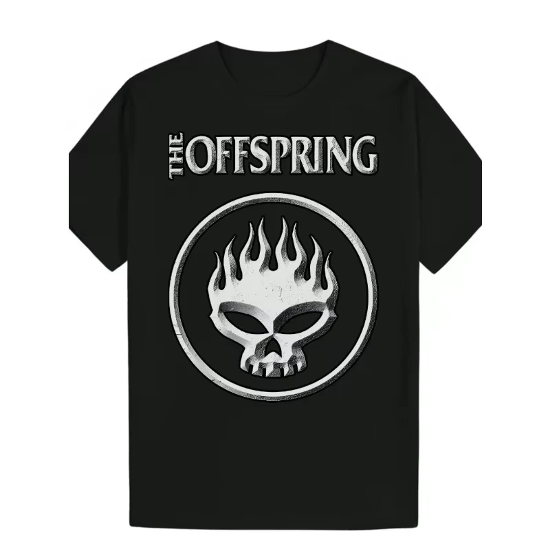 Round-neck polyester pure cotton T-shirts with skull and flame patterns for men and women in summer, autumn and winter