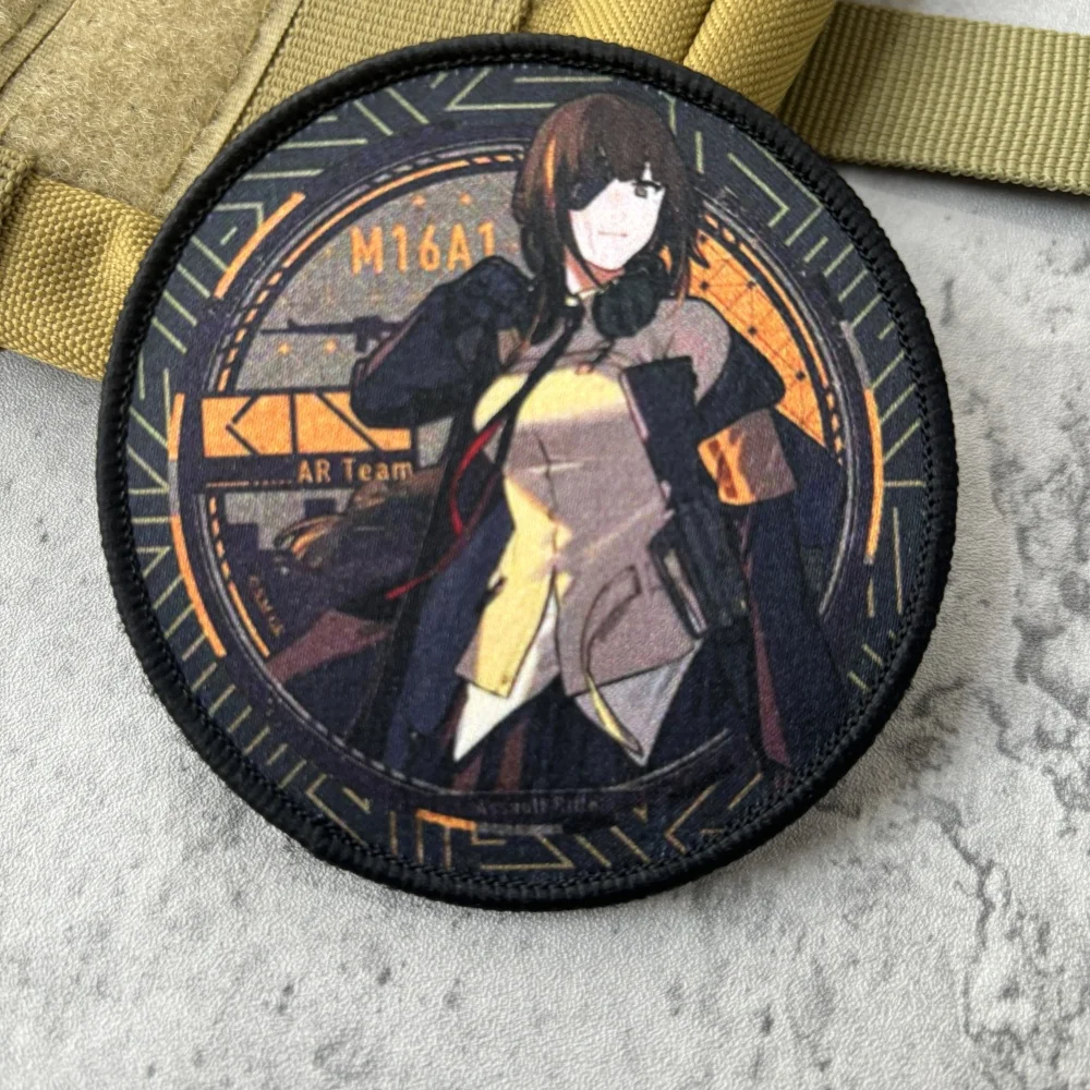 أنيمي فتاة مطبوعة المعنويات التكتيكية بقع فتاة المواجهة هوك وحلقة التصحيح شارة عسكرية شارة الملابس على ظهره ملصقات #4