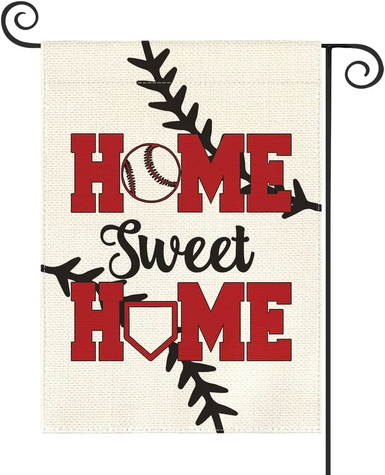 AVOIN Baseball Garden Flag Vertical Double Sided Home Sweet Home, Bat Ball Sport Softball Flag Yard Outdoor Decoration 12 x 18 I