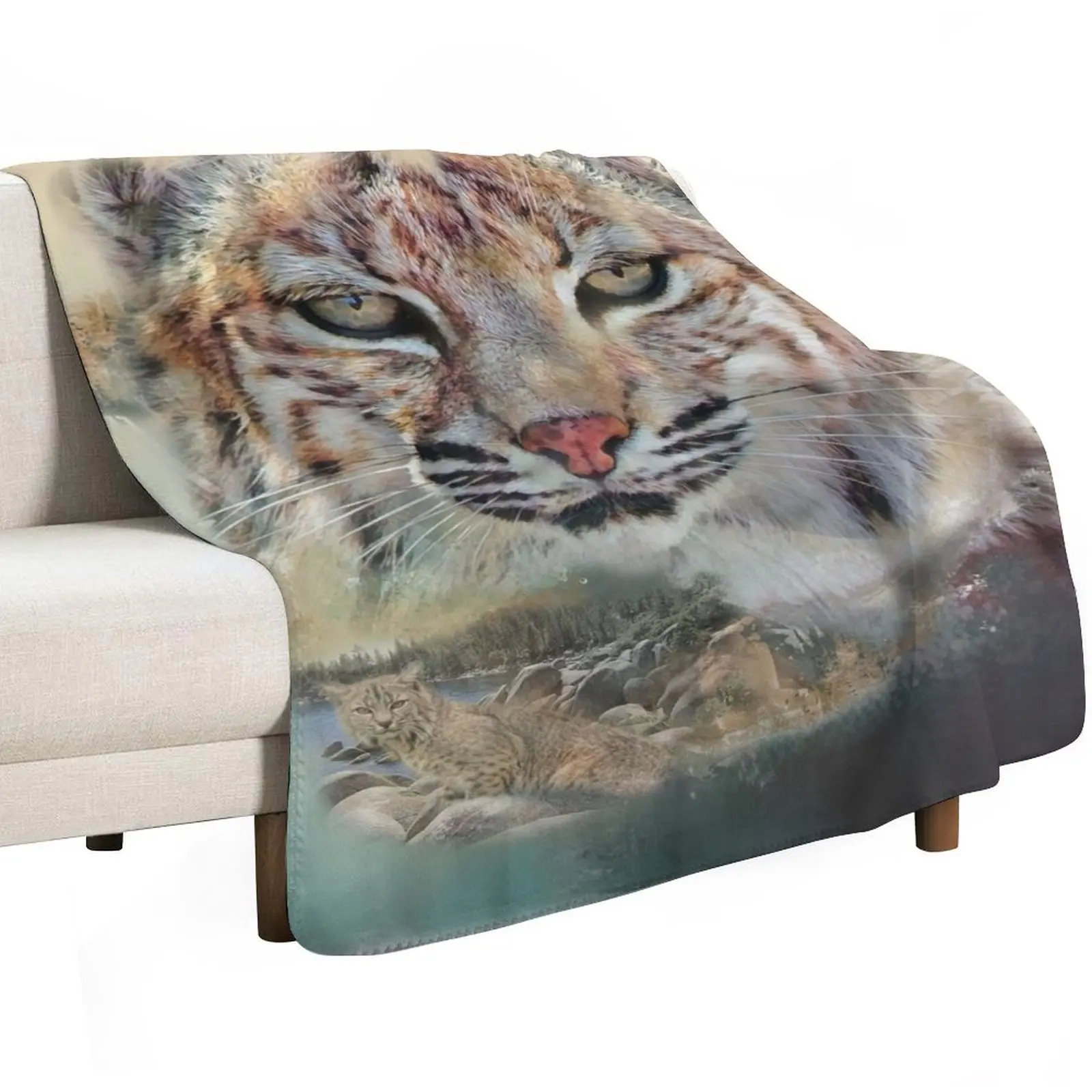 Bobcat Throw Blanket Weighted Flannel Fabric Moving Beautifuls Summer Beddings Vintage Blankets