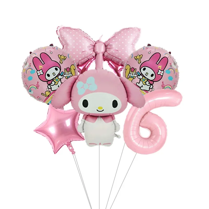 Anime Kawaii My Melody Themen-Folienballons-Set Latexballons Kindergeburtstagsparty-Dekoration Babyparty Zahlenballon Globos – Detail 7