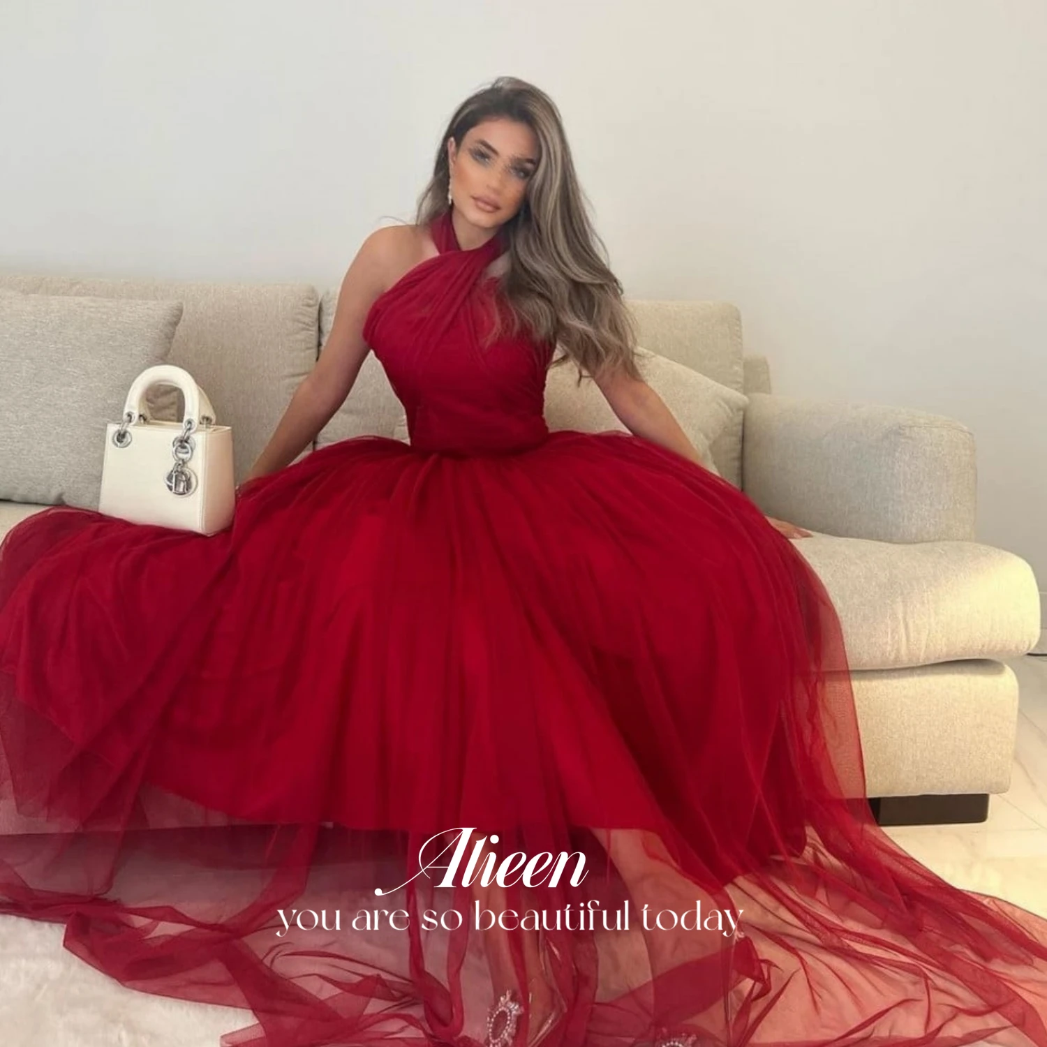 

Aileen Line A Women's Luxury Party Dress Party Evening Elegant Luxury Celebrity Cocktail of Dresses for Prom Grace Claret Mesh