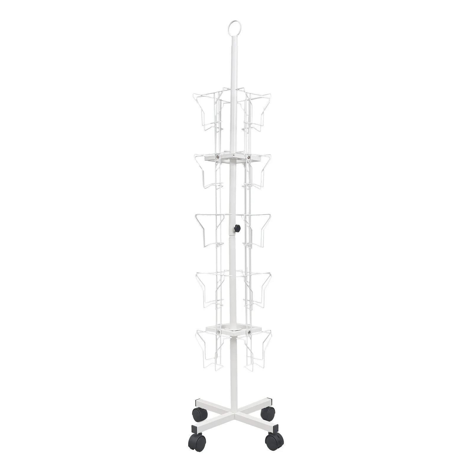 ชั้นวางการ์ดแสดงผลแบบหมุนได้ห้าชั้น ทำจากเหล็กแผ่นรีดเย็นสีขาว ขนาด 1.52 เมตร พร้อมล้อเลื่อน