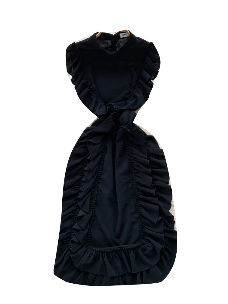 Vestido  Ne de Moda para Mujer, Primavera Verano, Cintura Alta, Estilo Falda en Línea A, Diseño con Ribete de Encaje F...