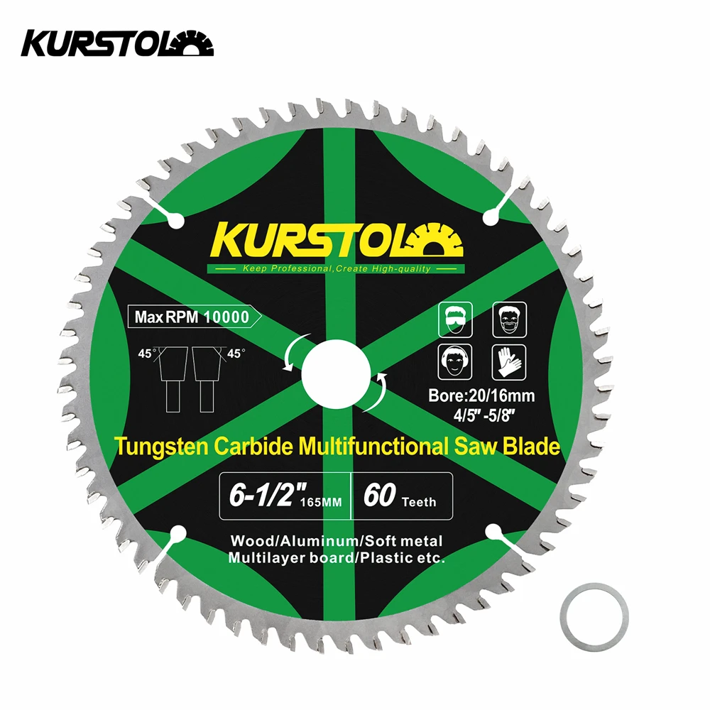 

KURSTOL 165mm TCT Cutting Disc Hard Alloy Woodworking Saw Blade For Wood Aluminium Copper 1/2/3/5Pcs Circular Disc Cutter Plate