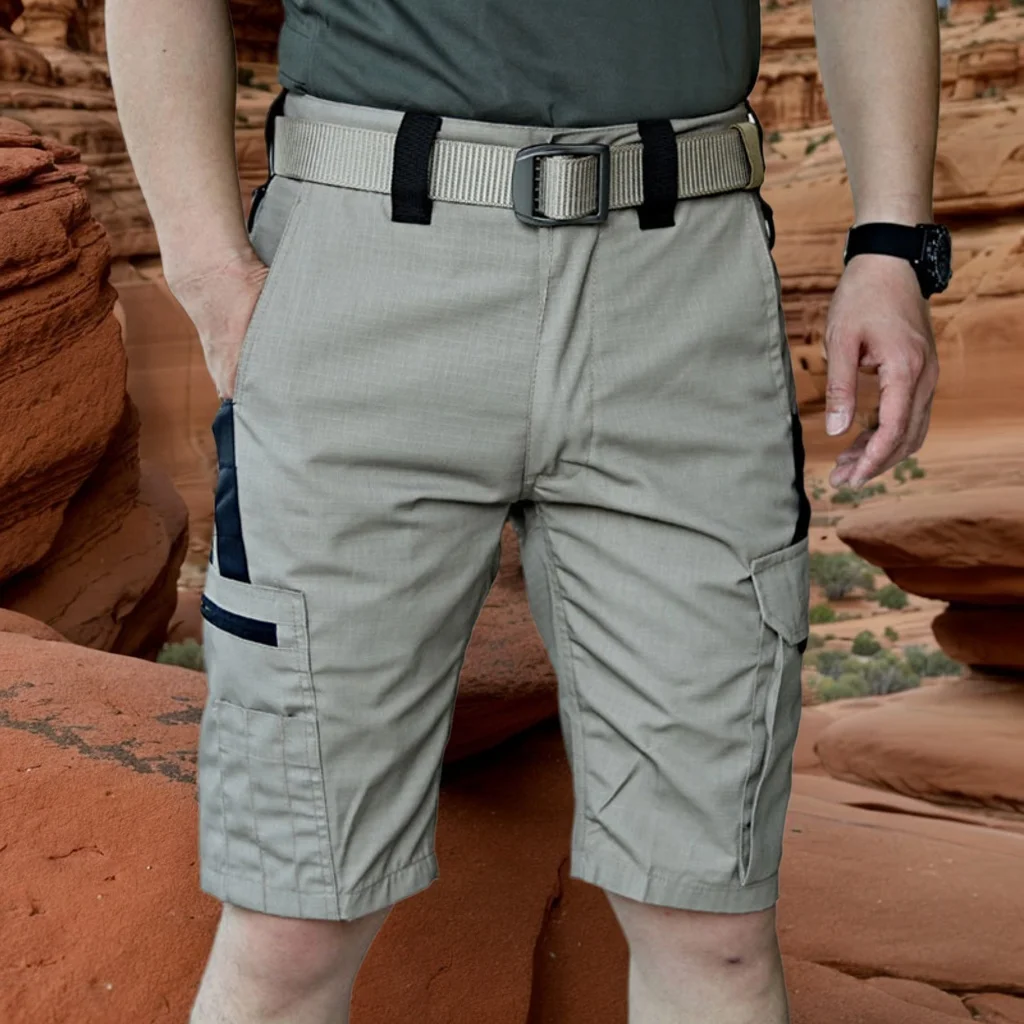 2025 Men's Casual Shorts Summer Tactical Cargo Pants  Multi-pocket Outdoor Workwear Waterproof Wear-Resistant 1/2Pcs Shorts Male