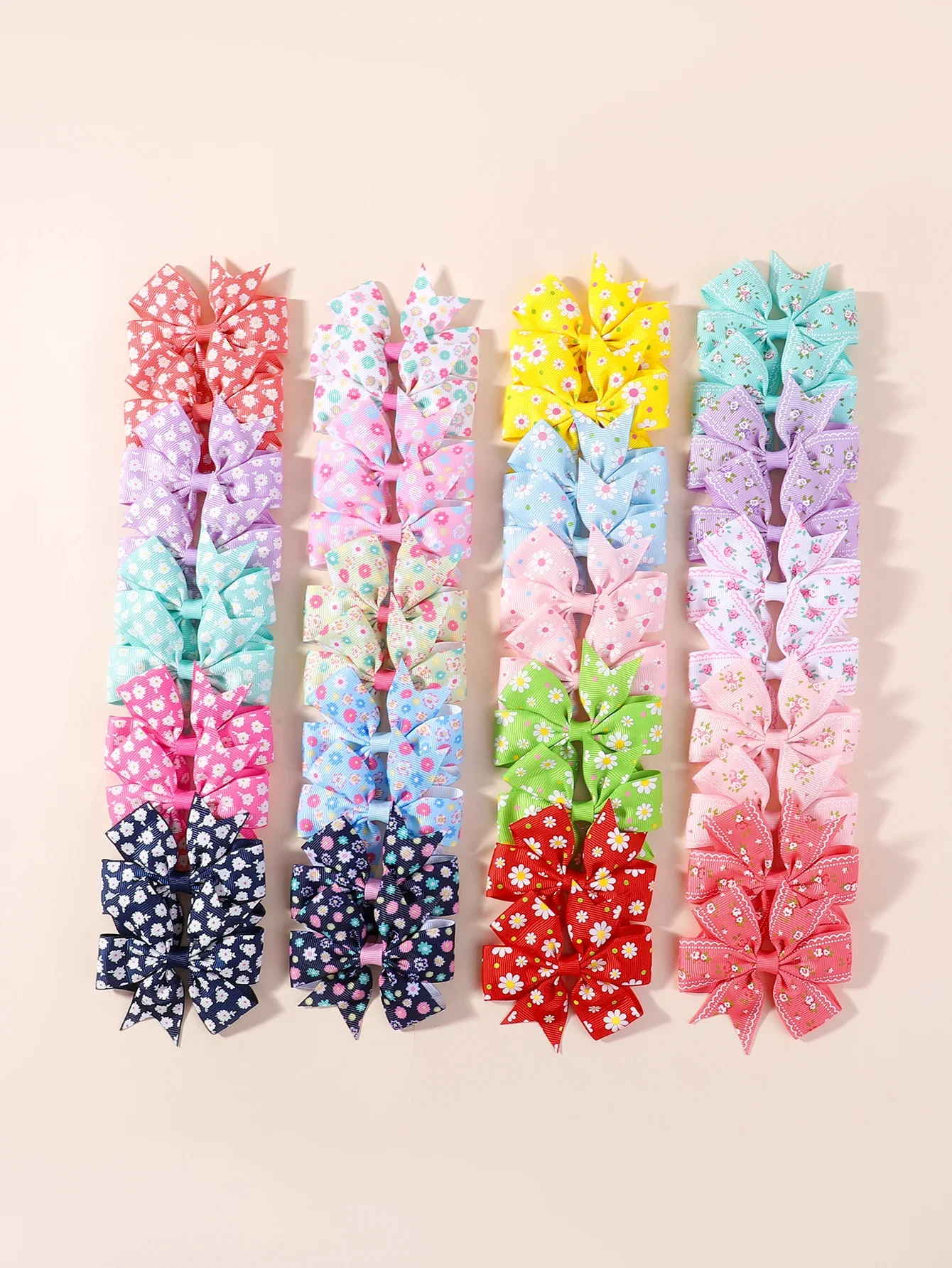 

2pcs/set 3.15'' Printed Sun Flower Hair Bows with Clip for Baby Girls Cute Grosgrain Ribbon Boutique Barrettes Hair Accessories