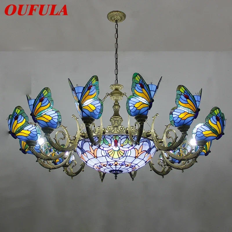 

OUFULA люстра-бабочка Роскошное искусство Гостиная Ресторан Спальня Вилла Отель Кафе Бар КТВ Клуб Цветное стекло Подвесной светильник