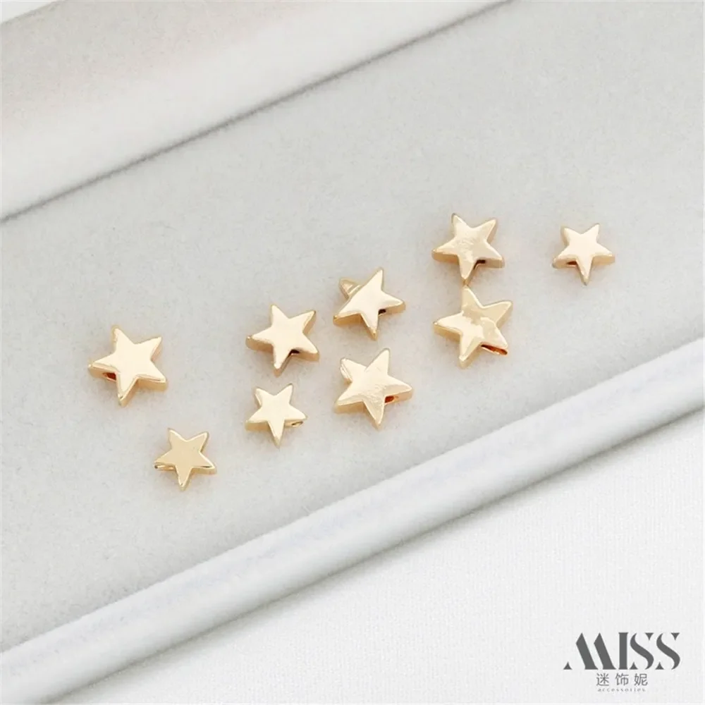 

14K Gold Bag Color Smooth Surface Through Hole Pentagonal Star Bead Diy Bracelet Necklace Beaded Jewelry Accessories Material