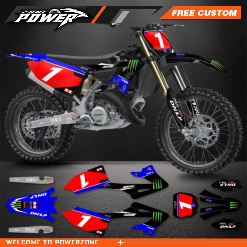 Powerzone Motorcycle Graphics Decals Sticker Kits for Yamaha YZ125 YZ250 2022 2023 2024 Custom Motorcycle Background Stickers 08