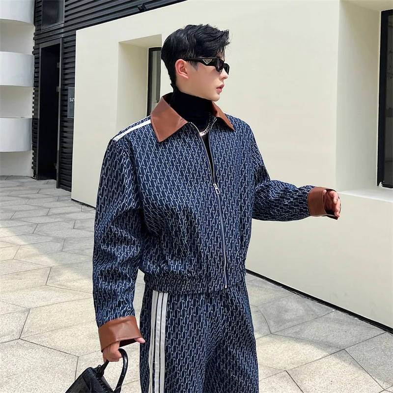 

Мужская джинсовая куртка Fall Faion Jaet ort, комплект из двух предметов свободного кроя, прямые джинсы, повседневная шикарная молодежная одежда Long Sve