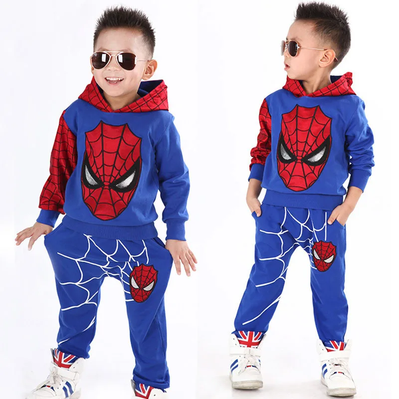 Spider-man Children\'s Clothing Sets Boys Toddlers Fashion Set Kids Long Sleeved+Pant 2Piece Clothes Sleepwear Sets