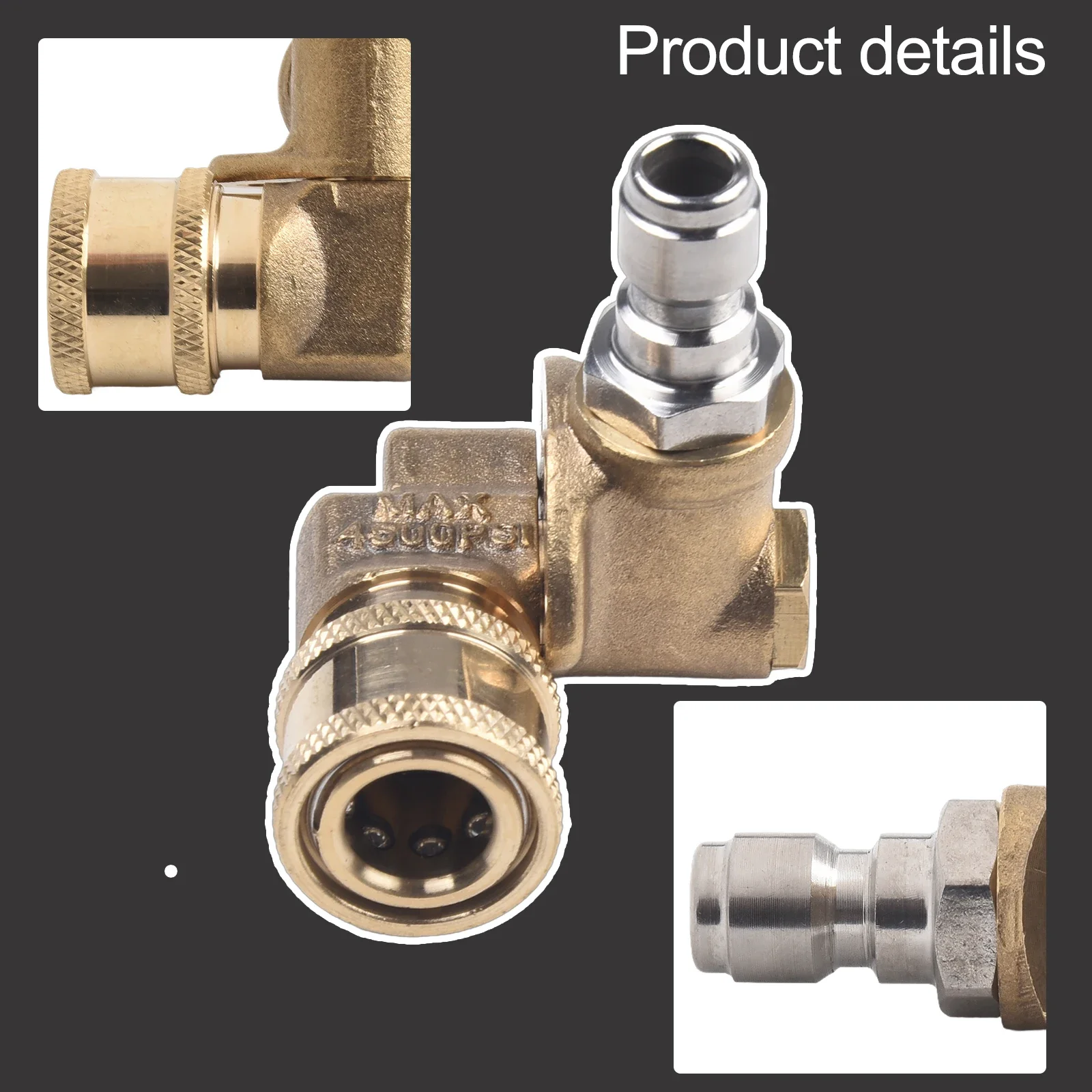 

Swivel Brass Coupler Attachment For Pressure Washer Nozzles Efficient Cleaning 5 Angle Options Ranging 0 ~120 Degrees