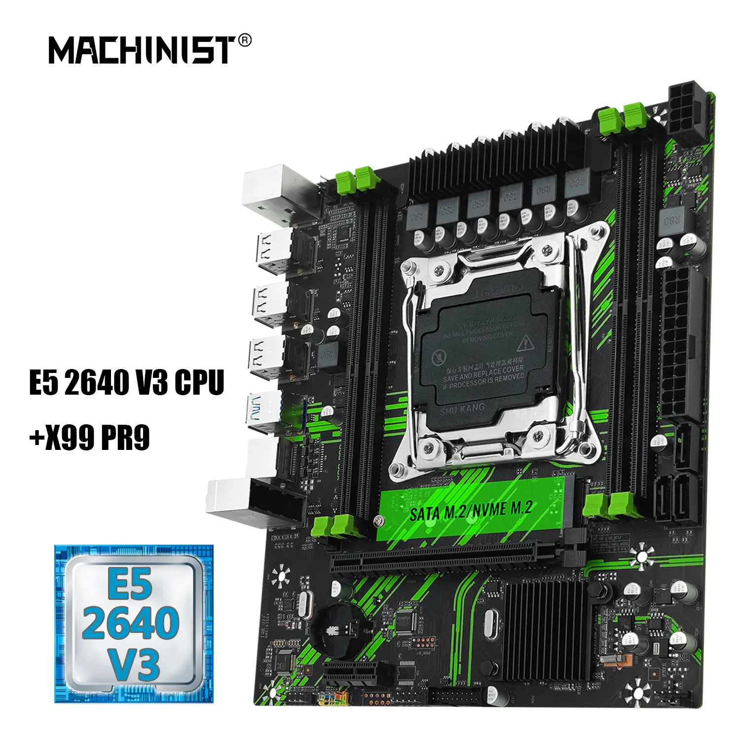 MACHINIST 마더보드 콤보 LGA 2011-3 인텔 제온 e5 2640 v3 CPU 키트, 지지대 DDR4 RAM SATA/NVME M.2 슬롯 USB 3.0, X99 PR9 X99 