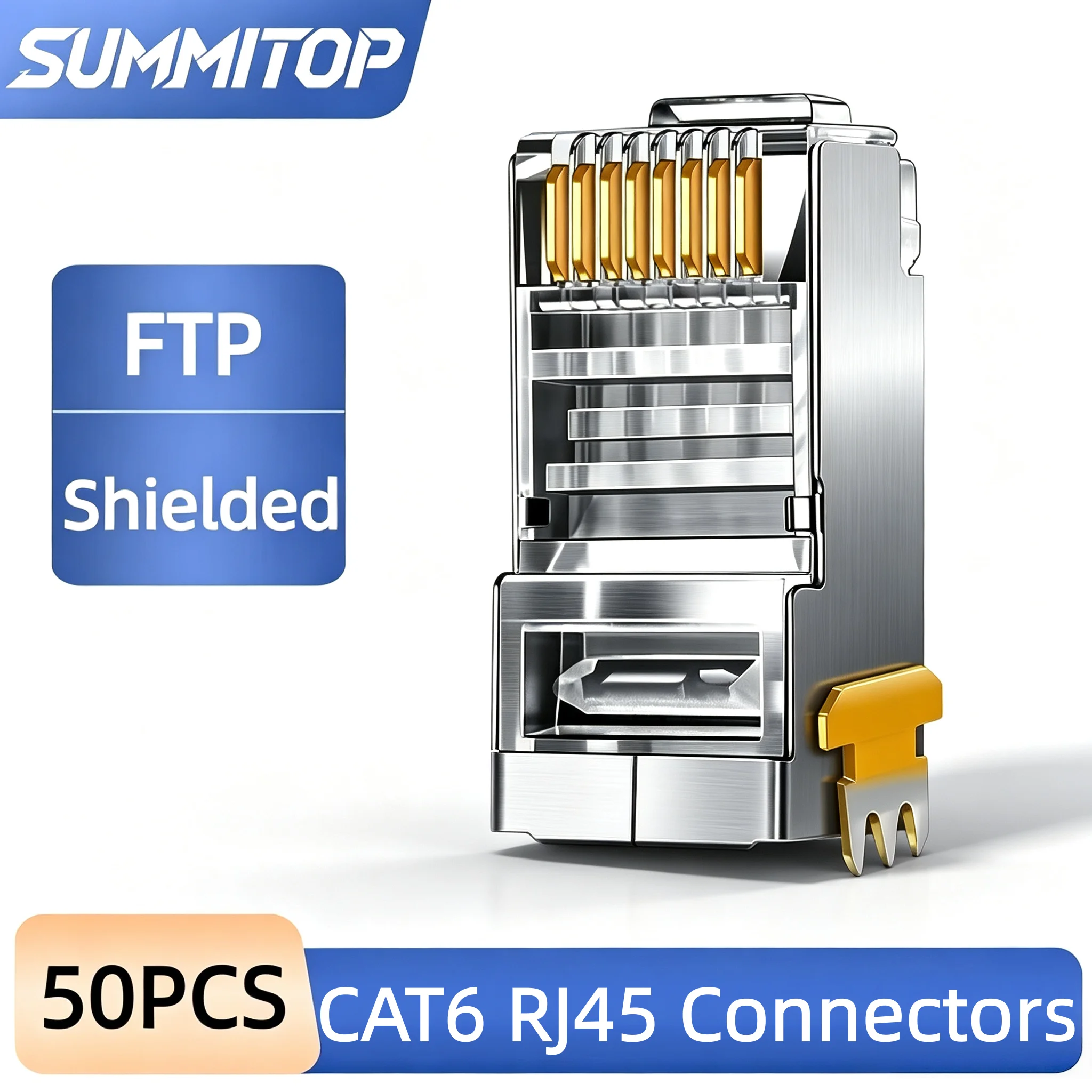 SUMMITOP 10/50/100PCS Cat6 RJ45 Connectors Cat 6 2-Piece RJ 45 Ends STP 8P8C Ethernet Connector Plug for Cat6 Cat5e Cable