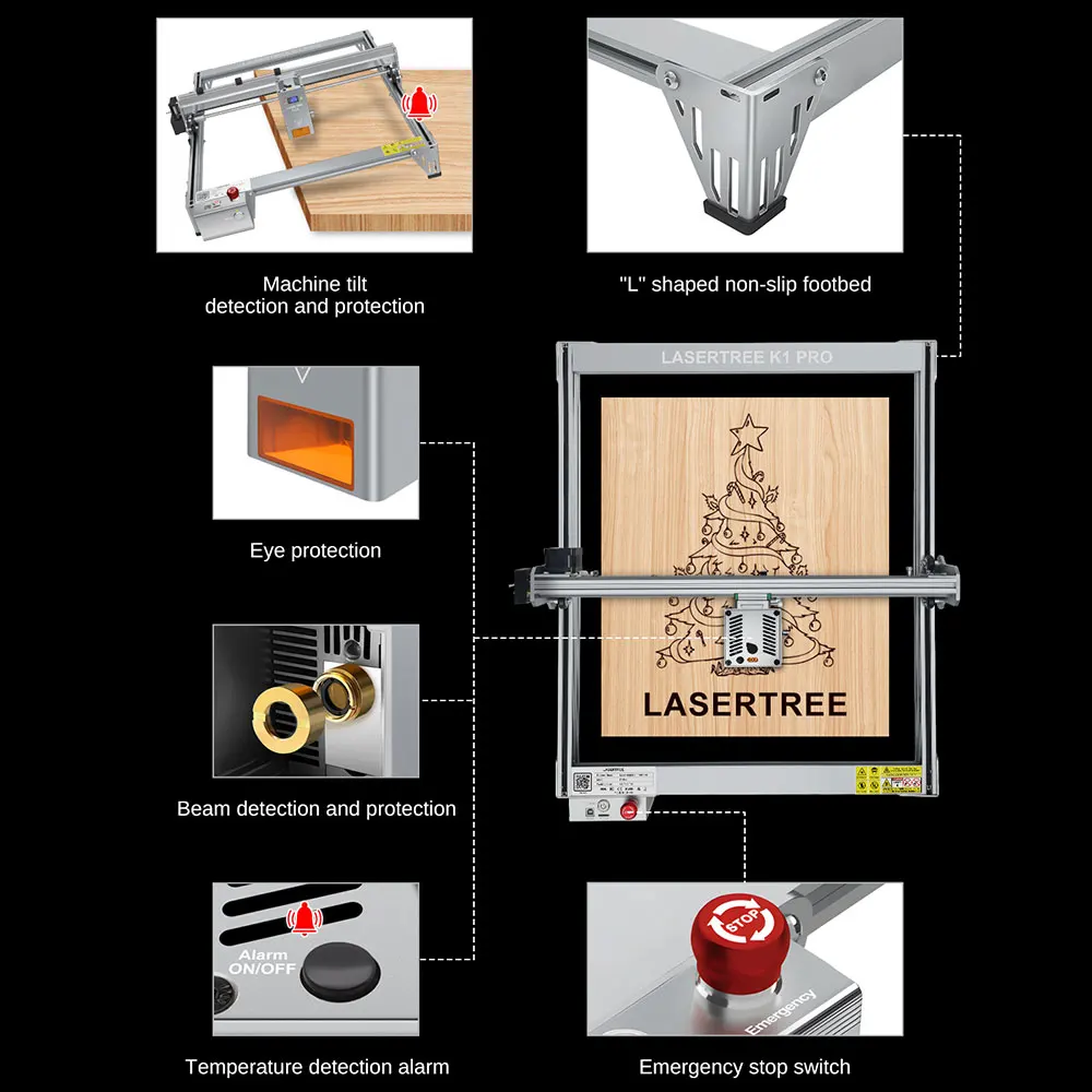 Imagem -04 - Máquina de Gravação a Laser Laser Tree k1 Pro Área de Gravação 400x400 mm 30w 40w Laser Head Ferramentas para Gravação a Laser para Madeira