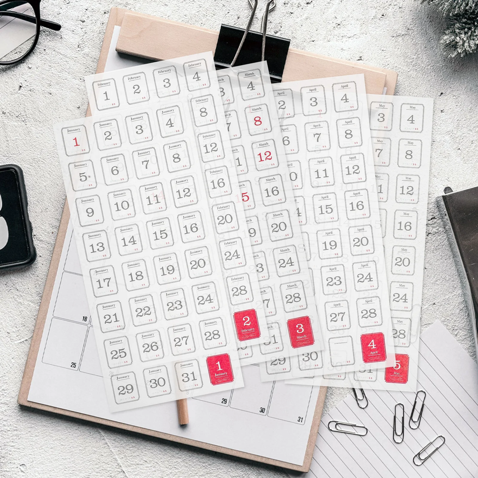 12 قطعة من ملصقات المخطط الشهرية، ملصقات التقويم اللاصقة، علامات تبويب الأرقام المحمولة للمدرسة والمكتب، مخطط الاستخدام المنزلي #2