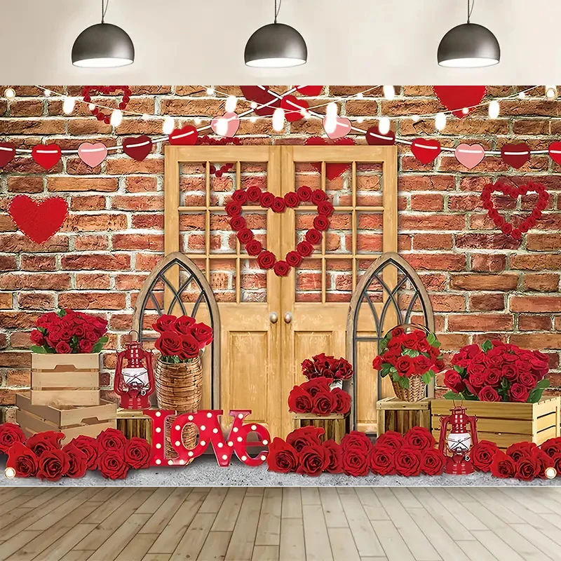 SHENGYONGBAO Valentine's Day Wedding Photography Backdrops Props Rose Love Heart Romantic Photo Balloons Party Background VS-98