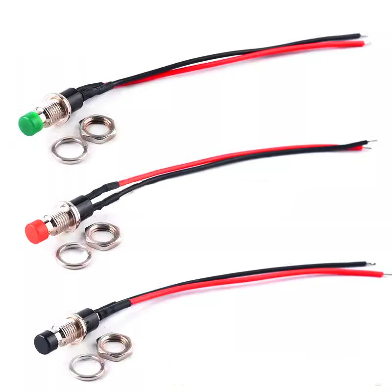 5Pcs 1A 250V AC 2 Pins SPST NO Mini Momentary Push Button Switch with 20cm Wire