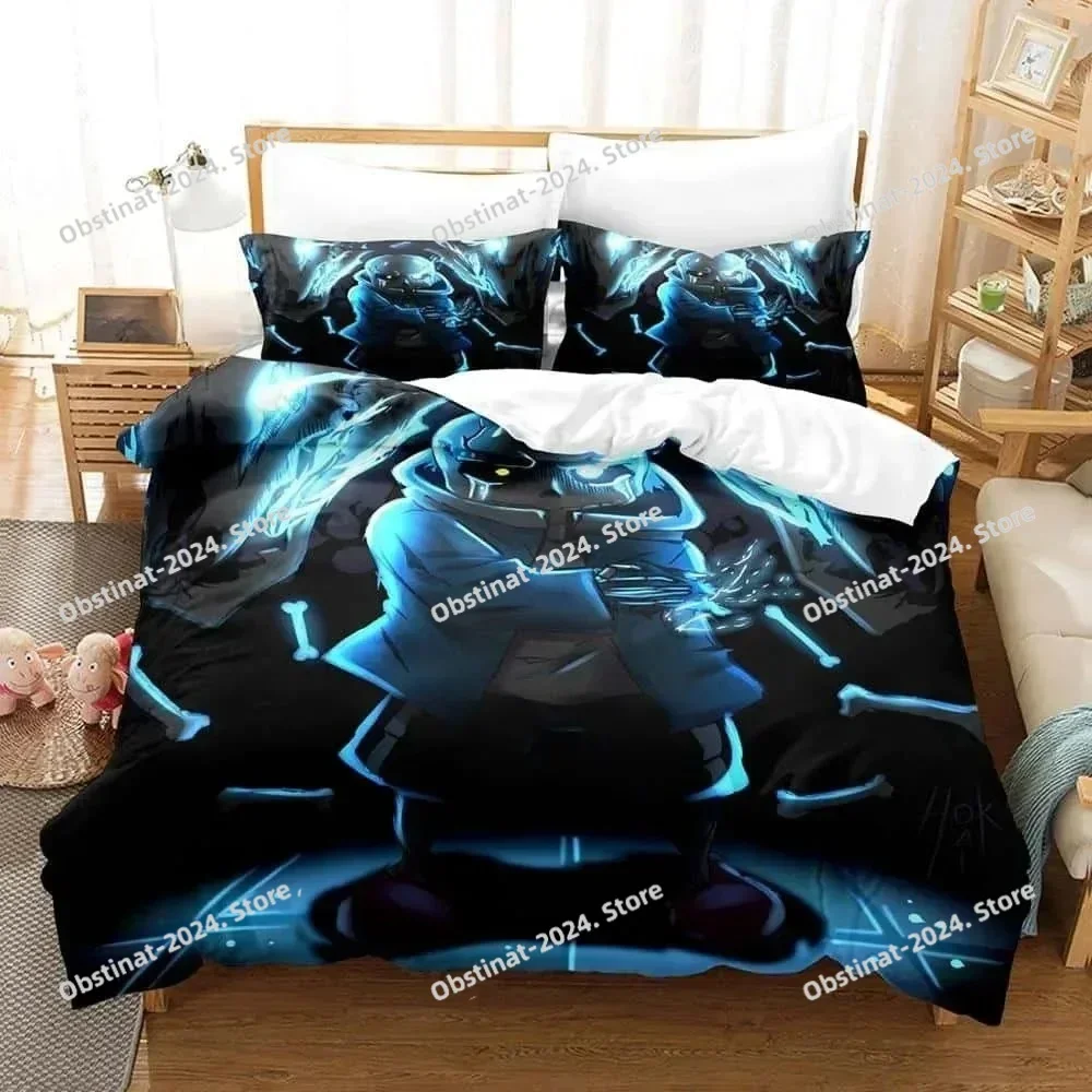 Cartoons Undertale Sans Bedding Set Print With Pillowcase Duvet Cover Soft Single Double Queen Super King Size Adult Kid Bedroom