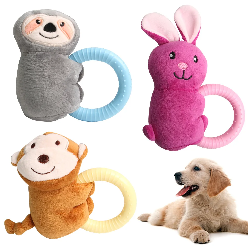 

Pet Rabbits Monkey Shaped Toys Fun To Play Relieve Boredom Bite Resistant Golden Fur Magic Bucket Plush Dog Supplies