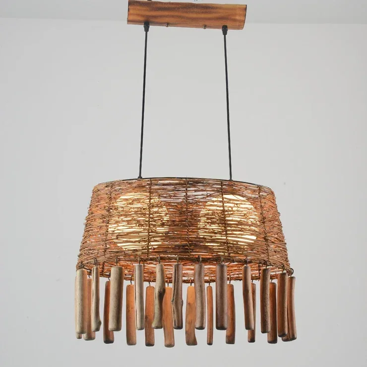 Tearoom Rattan Lamp Creative Cafe Restaurant Rattan Brass Lamp