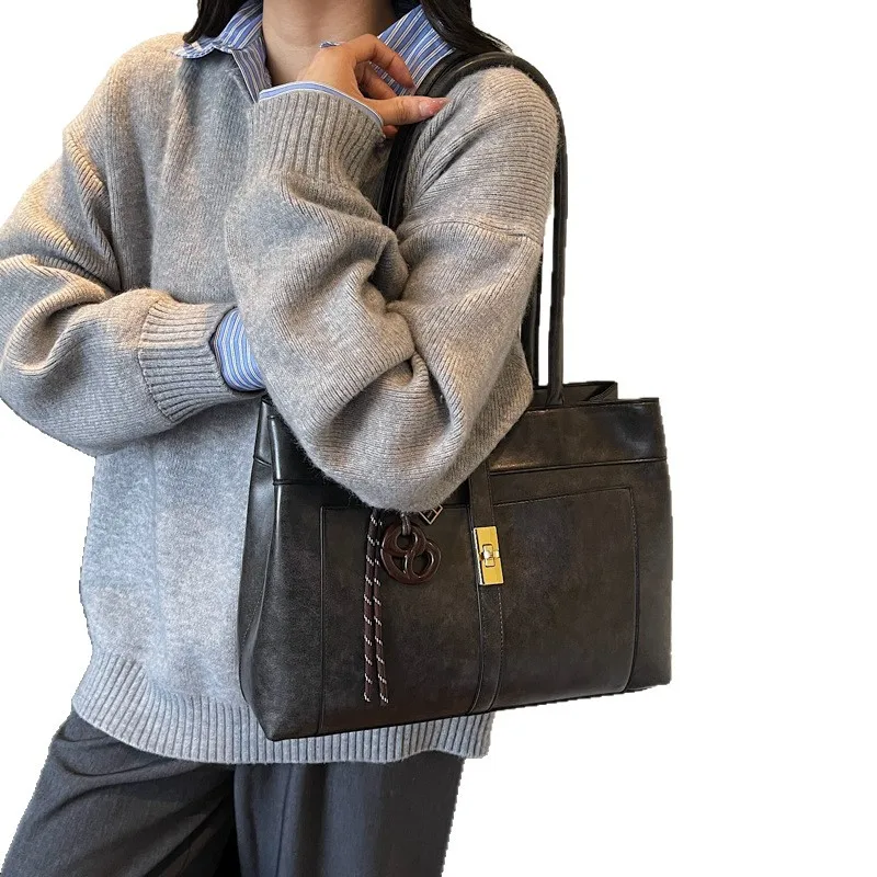 

​ ​ Женская сумка-тоут Maillard на осень-зиму 202, винтажная сумка через плечо большой вместимости, кожаная сумка через плечо для пригородных поездок ​