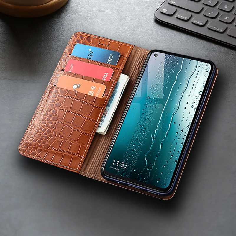 Crocodile Genuine Leather Flip Case For Infinix Zero 20 30 40 X Pro Neo Ultra 4G 5G 2022 2023 Wallet Cover Cases Scratch Proof view 5