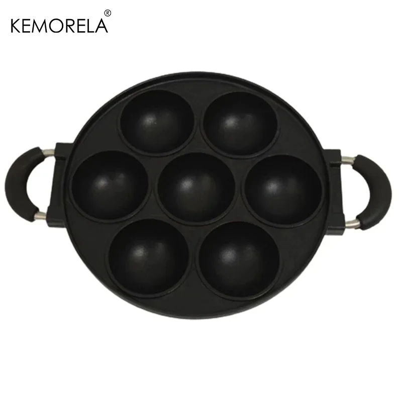 7 Hole Cooking Cake Pan Cast Iron Omelette Pan Non-Stick Cooking Pot Breakfast Egg Cooker Cake Mold Kitchen Cookware Kitchenware