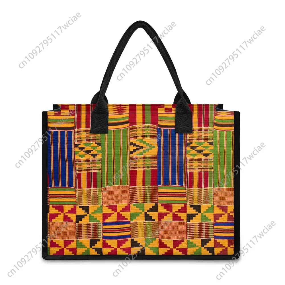 

African Ethnic Culture Design Custom Handbag Womens Canvas Bag Personalized Tote Bag Shoulder Bag Travel Party Beach Gift