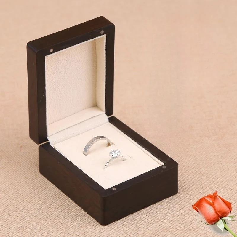 الفاخرة يدويا الأرجواني خشب الصندل مطعمة خاتم مربع النمط الصيني ورنيش مجوهرات حالة العتيقة عرض التخزين المنظم #2