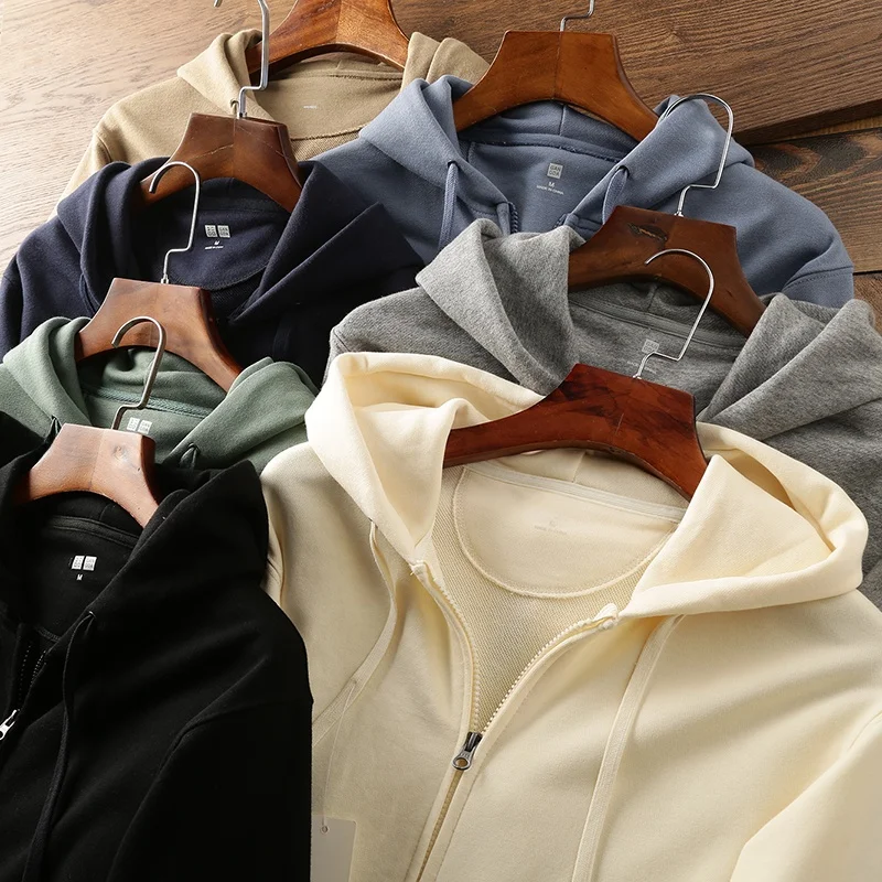 

Casual Hooded Zipper Sweatirt Men's Faion Urban Sle Breathable Polyester Fabric Long Sve Autumn Outerwear