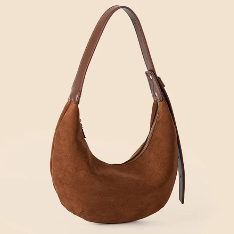 

Ретро винтажная сумка через плечо женская из искусственной замши женская повседневная сумка сумки для покупок дизайнерский кошелек полумесяц