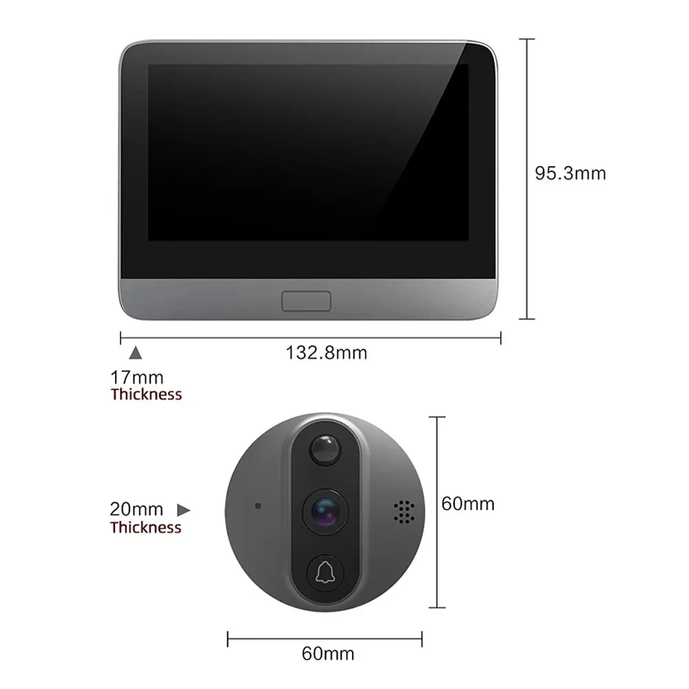 Imagem -04 - Tuya-câmera Peephole sem Fio para Campainha 1080p Wi-fi Tela 4.3 Noite Pir Proteção de Segurança Vida Inteligente Casa