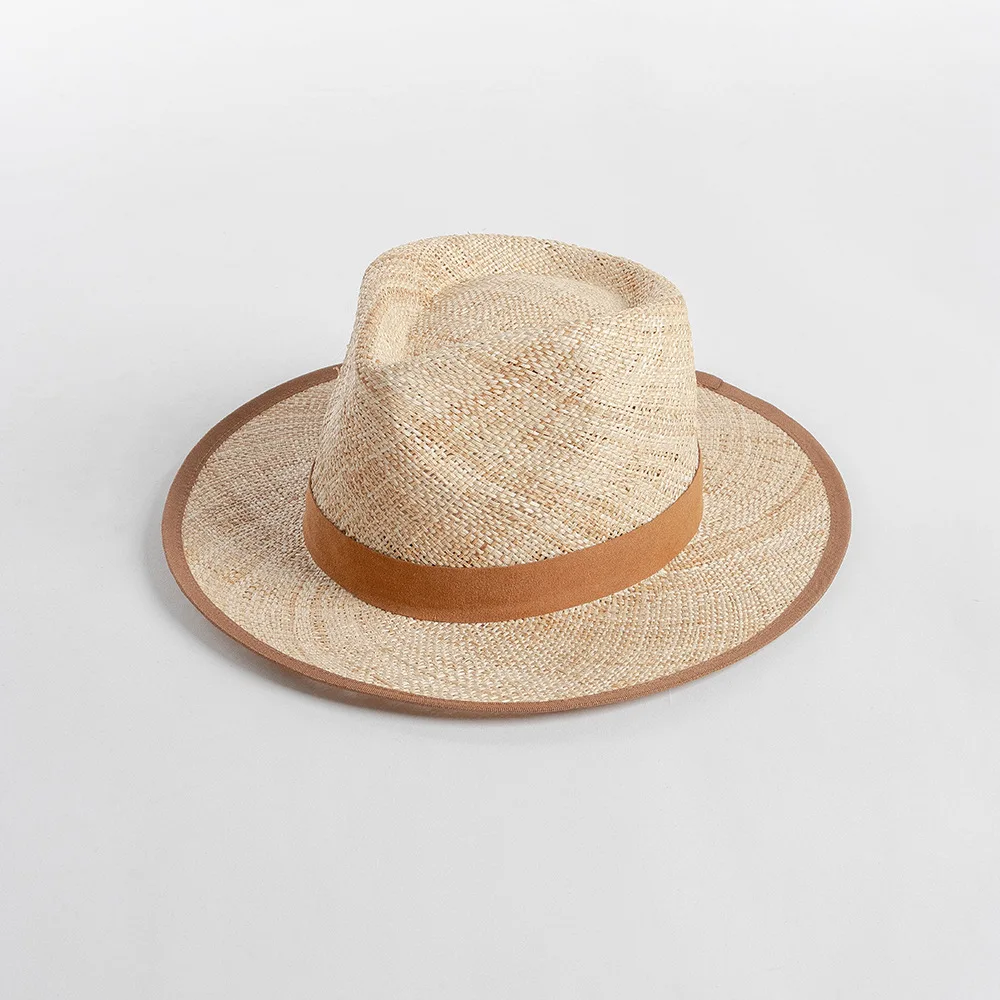 

Spring and Summer Fashionable Casual Wrapped Webbing Natural Treasure Hand-Knitted Jazz Hat Outdoor Travel Sun Protection Straw Hat