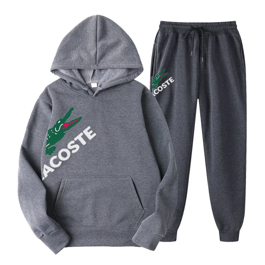 Men Tracksuit 2 Pieces Sets Hooded Sweatshirt +Drawstring Pants Male Hoodies Running Sportswear Men Women Autumn Sportwear