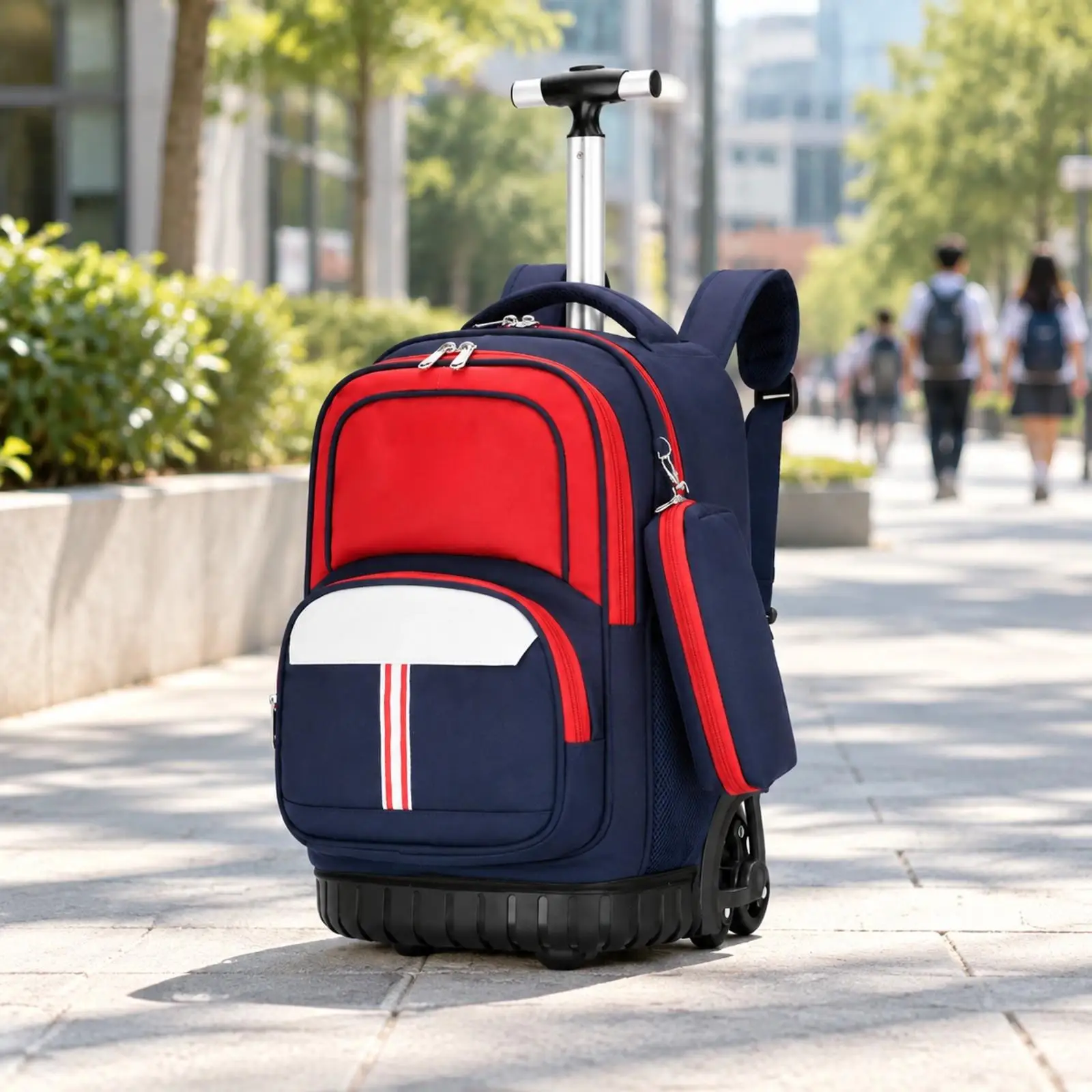 Kids School Trolley Bag with Wheels 18 Inch Rolling Backpack for Girls Boys with Rain Cover and Padded Back Panel