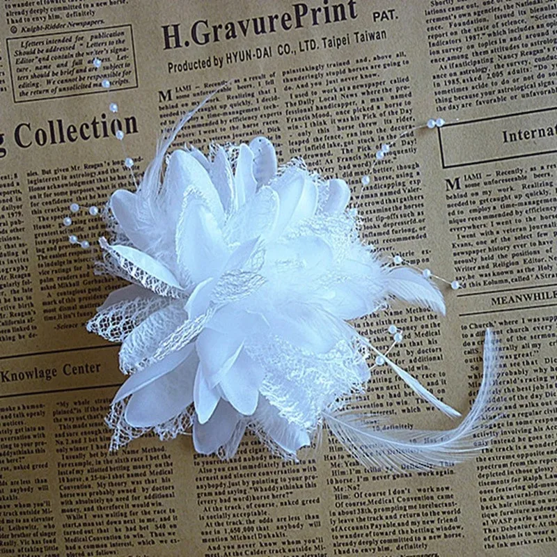 

M MISM Women Fascinator Cocktail Hair Clips Flower Mesh Feather Hair Bands Ladies Elegant Hair Accessories For Wedding Party