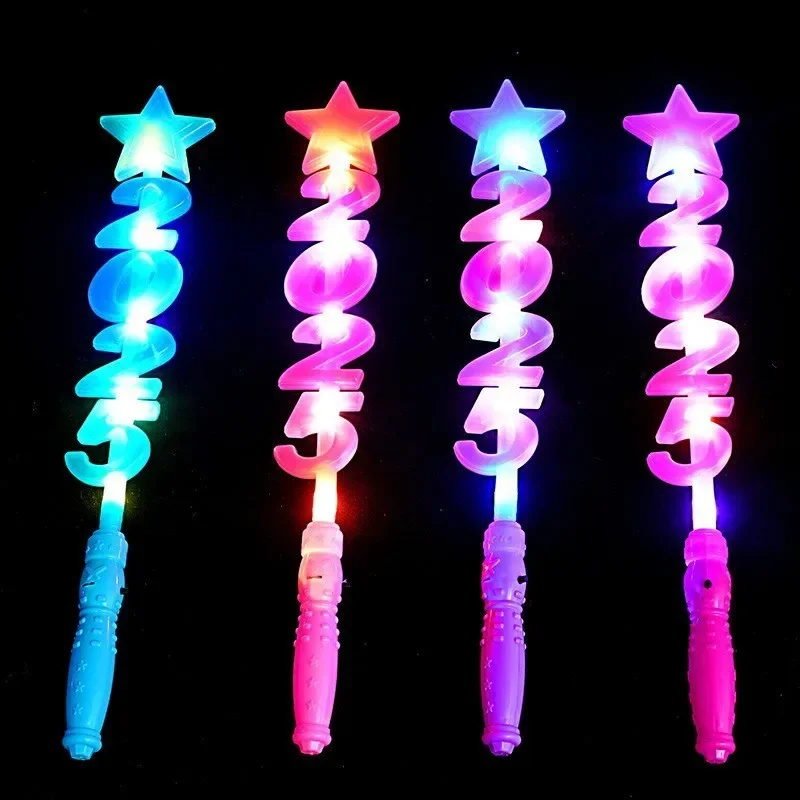 2025 New Glow Sticks Flashing LED Light Sticks Glow In The Dark Party Supplies Kids Light Up Toys For Christmas New Year Gift