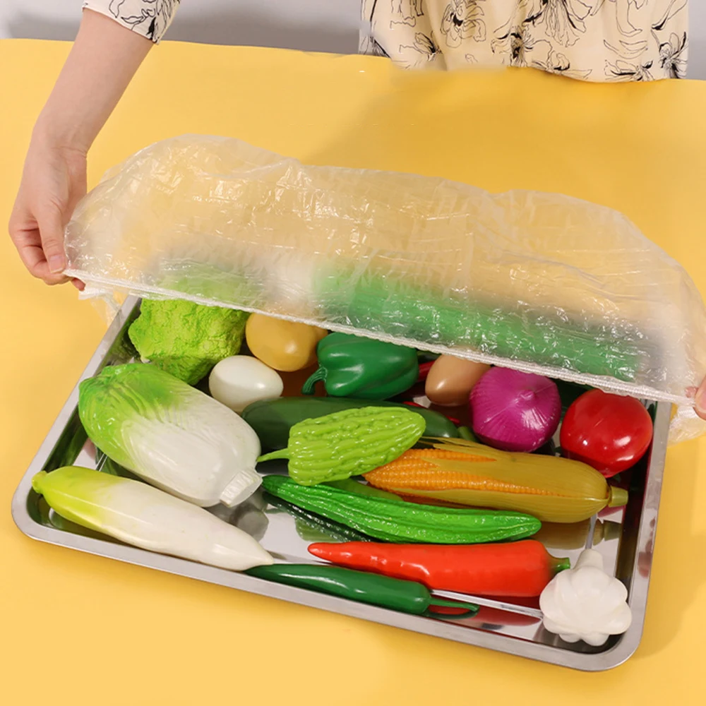 80/100/120cm Disposable Food Cover Saran Wrap Elastic Bags Plus Fresh-keeping Cover Kitchen Storage Organization Dust Cover