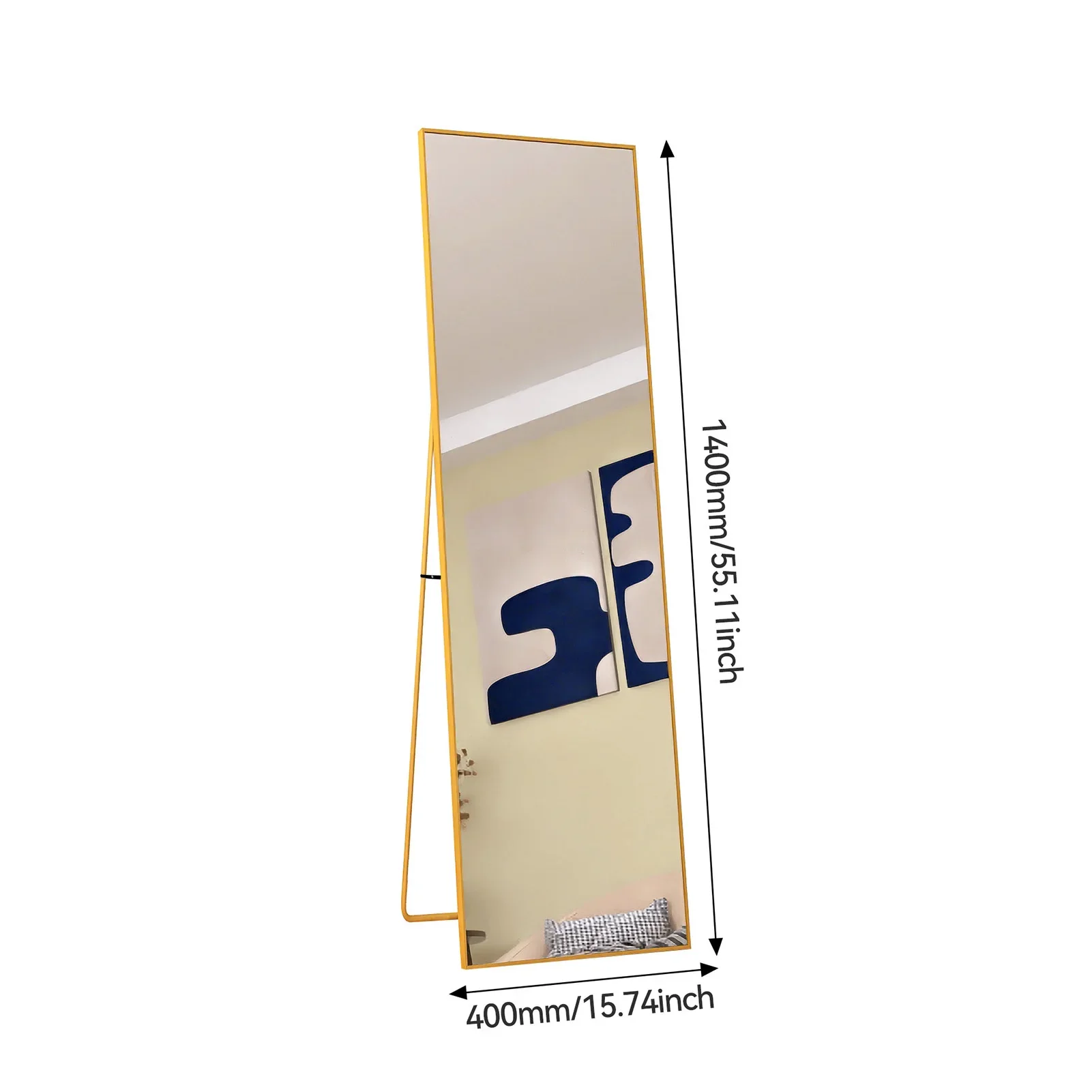 Fangange Staande Spiegel, Spiegel op Volle Lengte met Aluminium Frame, Grote Wandspiegel Staand/Hangend voor Woonkamer Slaapkamer