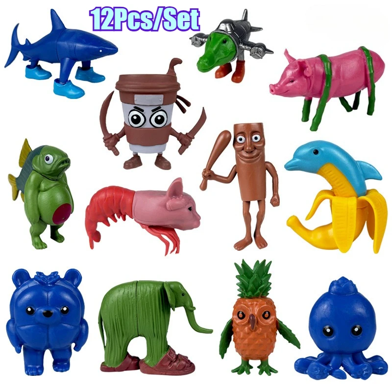 

New 12Pcs Brainrot Tralalero Tralala TungTungTung Sahur Action Figure Toy Doll Desktop Bombardino Crocodilo Shimpanzini Gifts