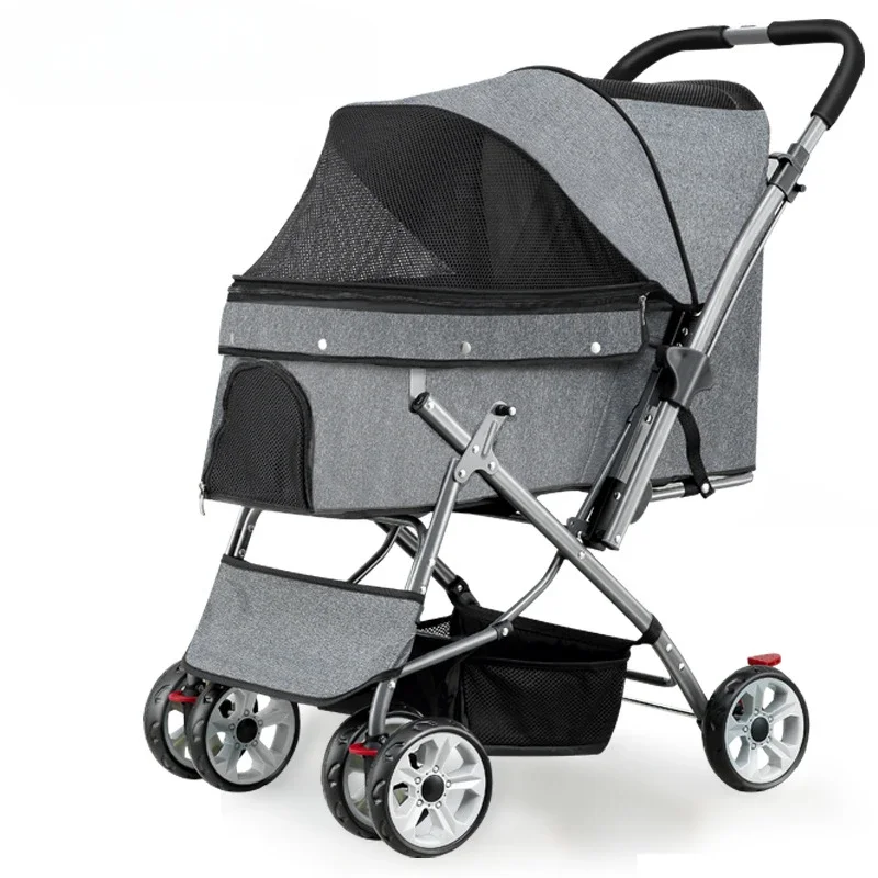 Super Load-Bearing Pet Stroller, médio e grande cão Scooter, leve, dobrável, quatro rodas Pet Cart, Idosos